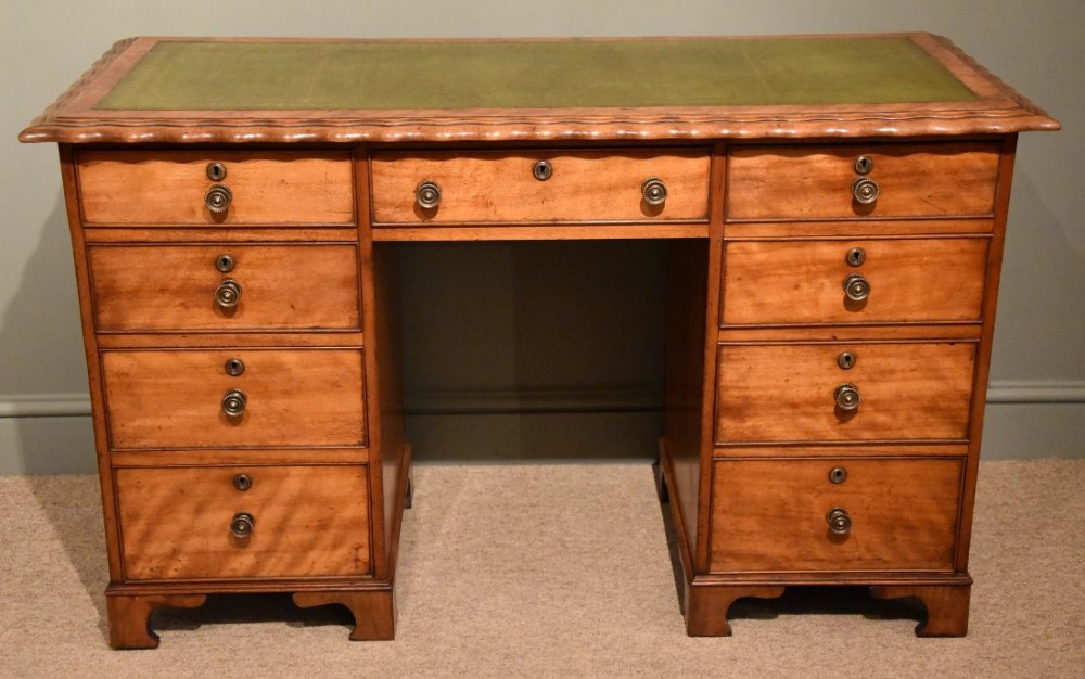 Edwardian Satin Birch Pedestal Desk