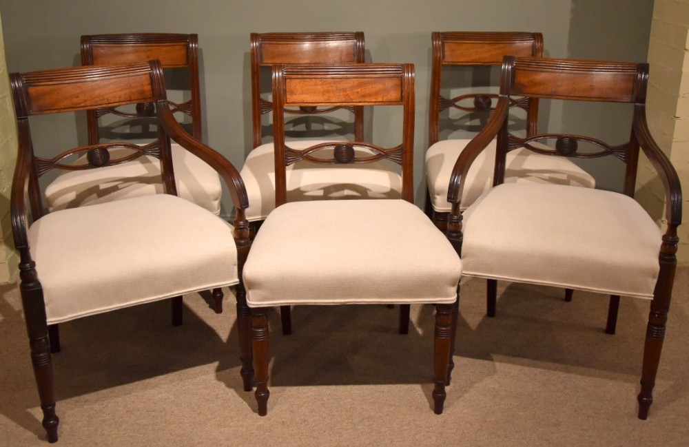 An Elegant Set of Six Regency Period Mahogany Dining Chairs 
