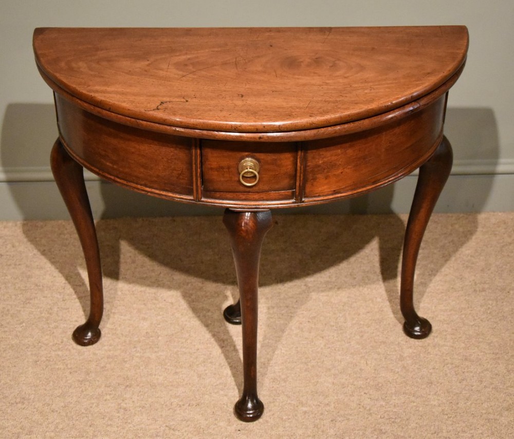 Early 18th Century Walnut Demi Lune Tea Table