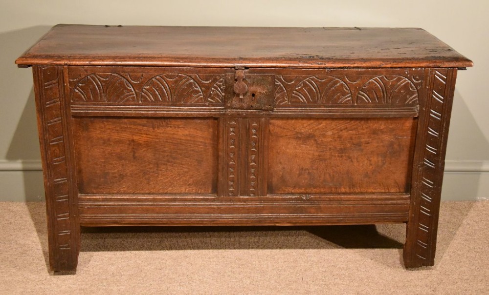 A charming Late 17th century carved oak coffer
