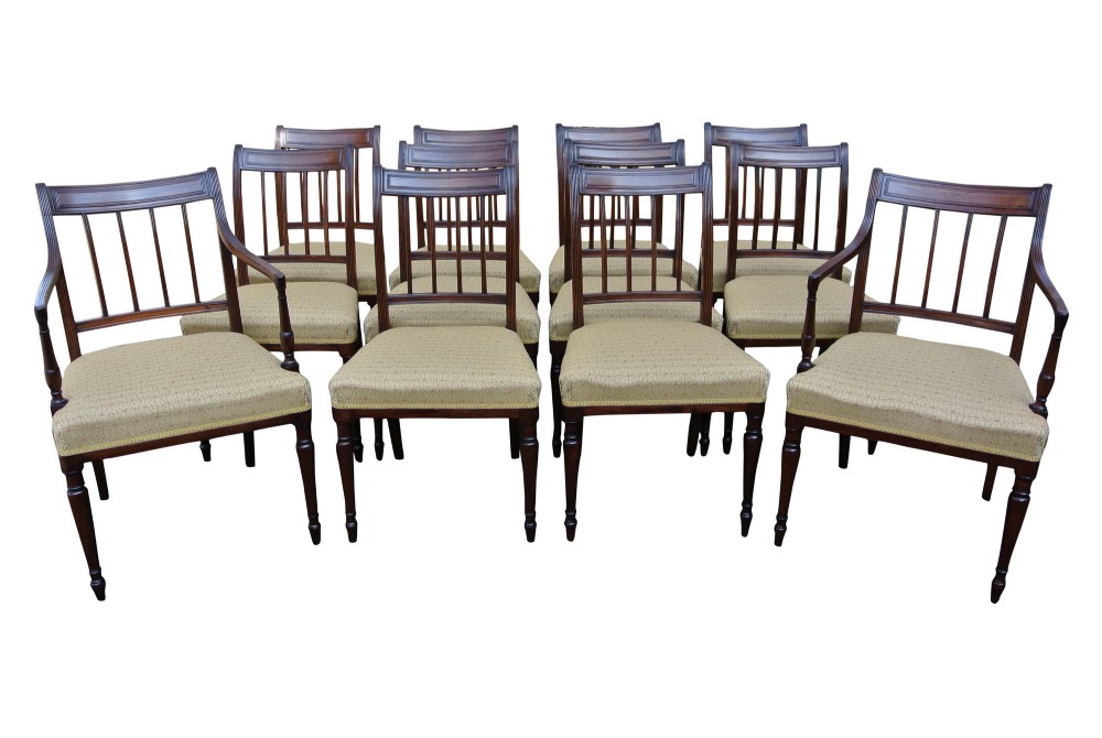 Set of Twelve Sheraton Design Dining Chairs 