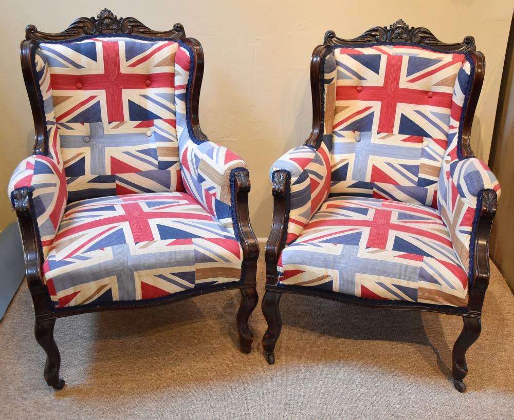 A Pair of late 19th Century Beech French Armchairs 