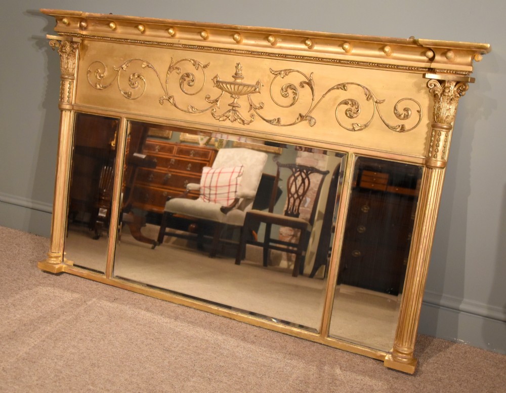 A Regency Style Triple Plate Over Mantle Mirror 