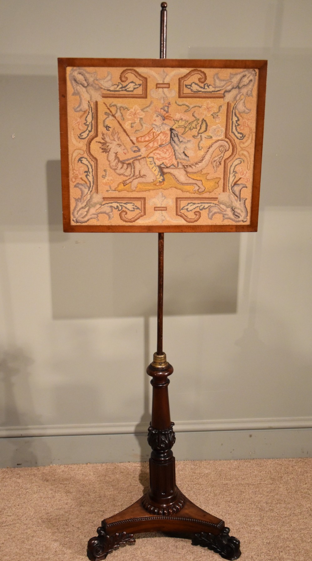 A Regency Carved Pole Screen