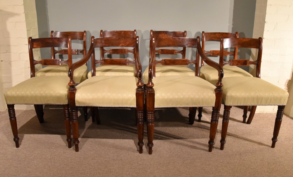 An Elegant Set of Eight Regency Mahogany Dining Chairs