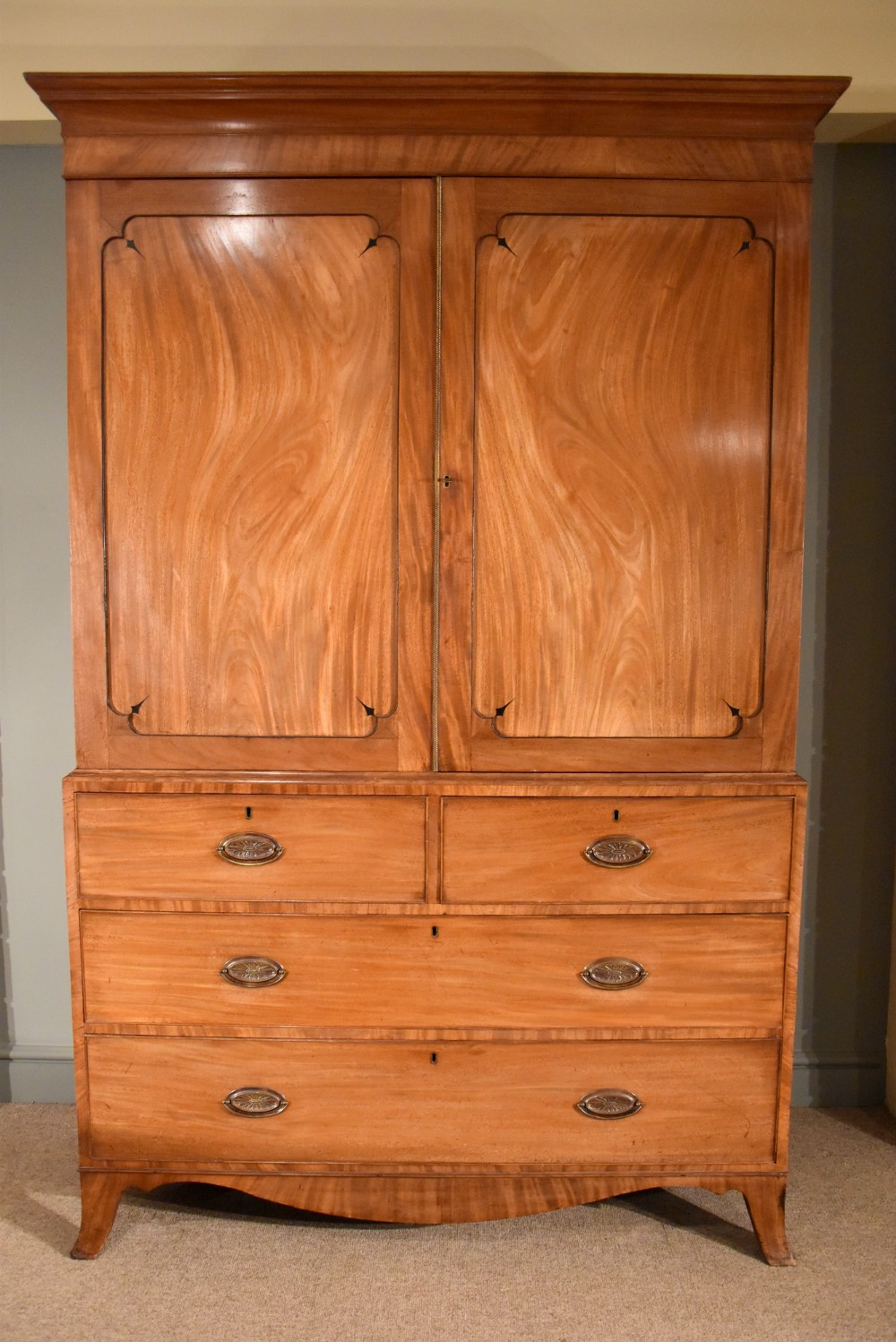 A Good George III Mahogany Linen Press of Superb Colour