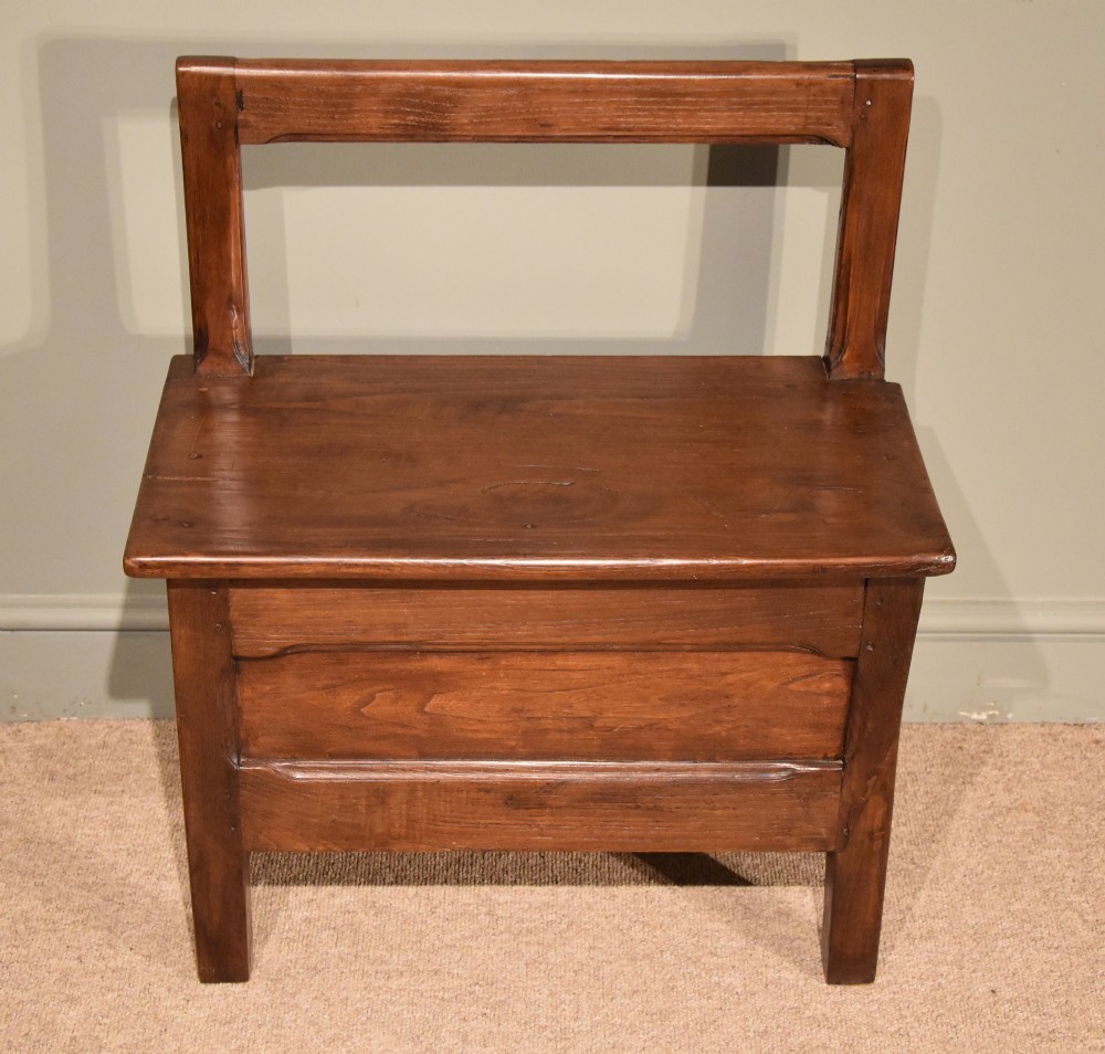 A French Chestnut Bench of Small Proportions with Side Drawer