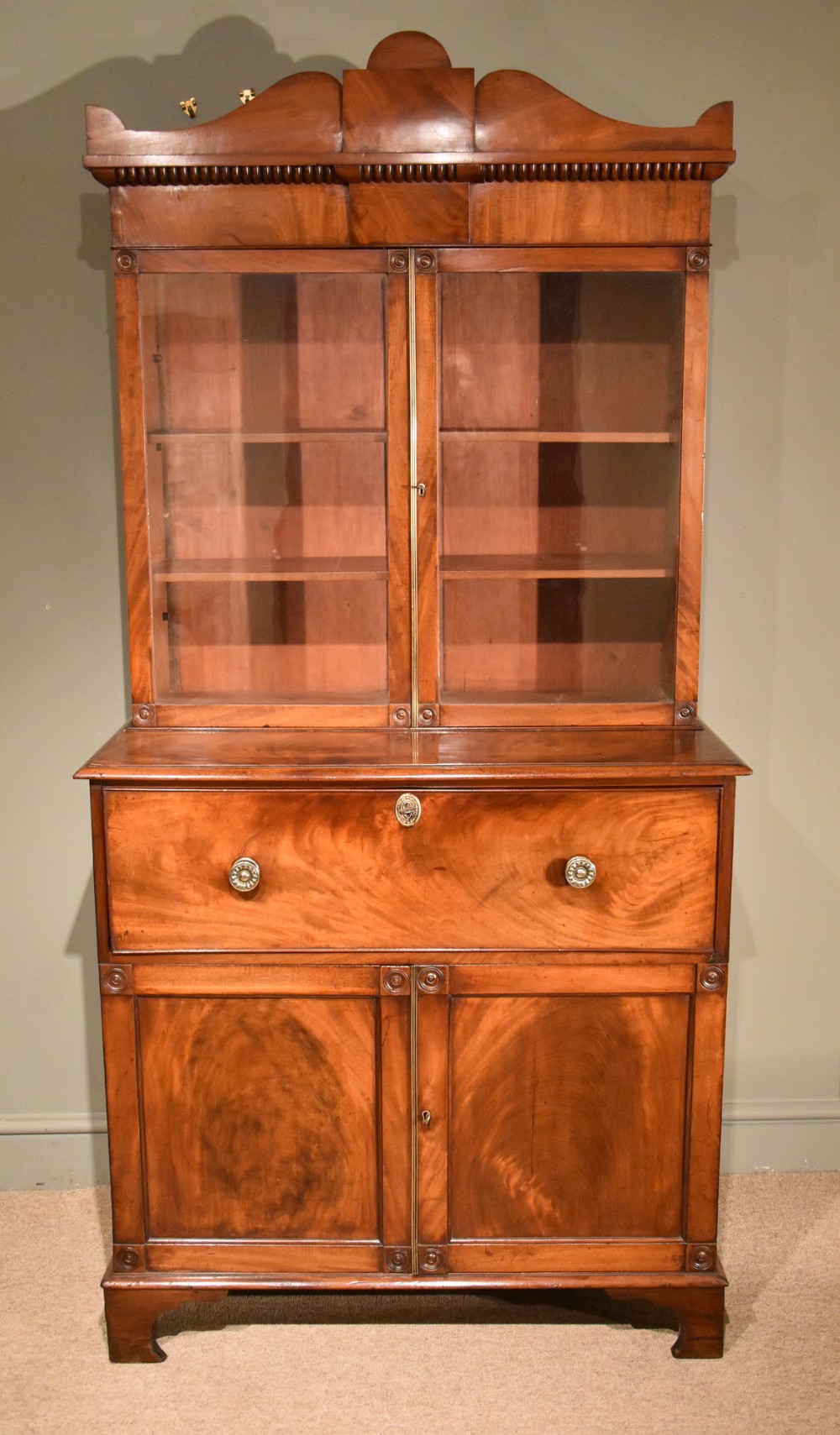 Regency Mahogany Secretaire Bookcase 