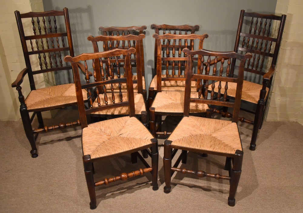 A Harlequin Set of 8 Yorkshire Spindle Back Chairs