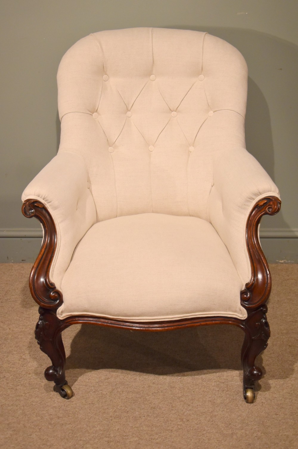 A Mid 19th Century Victorian Mahogany Button Back Armchair