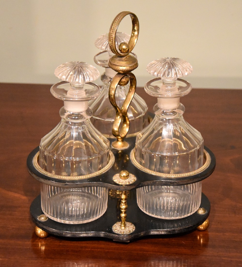 Regency Papier Mache and Brass Decanter 
