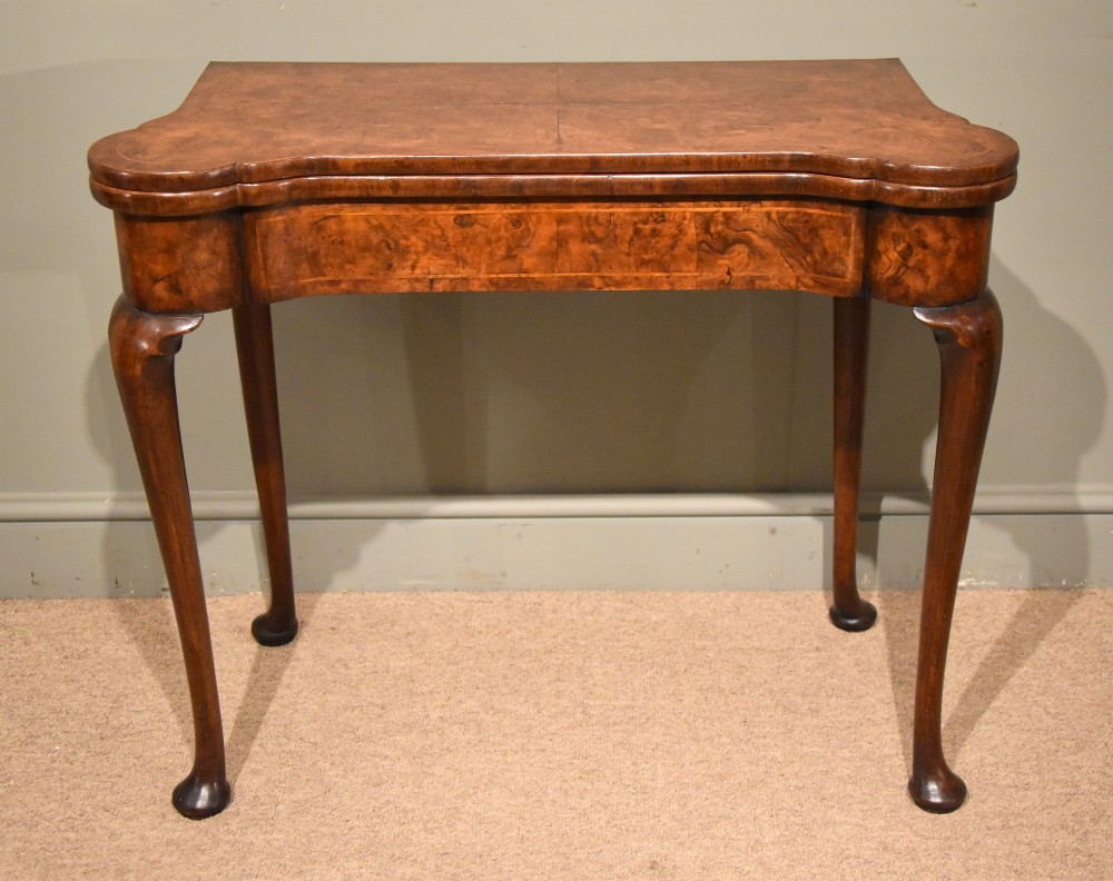 A Very Rare George I Burr Walnut Card Table 