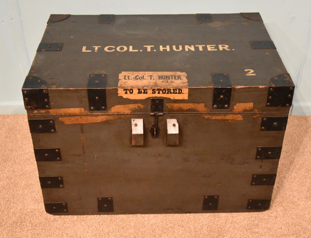 An Early 20th Century Iron Bound Painted Trunk