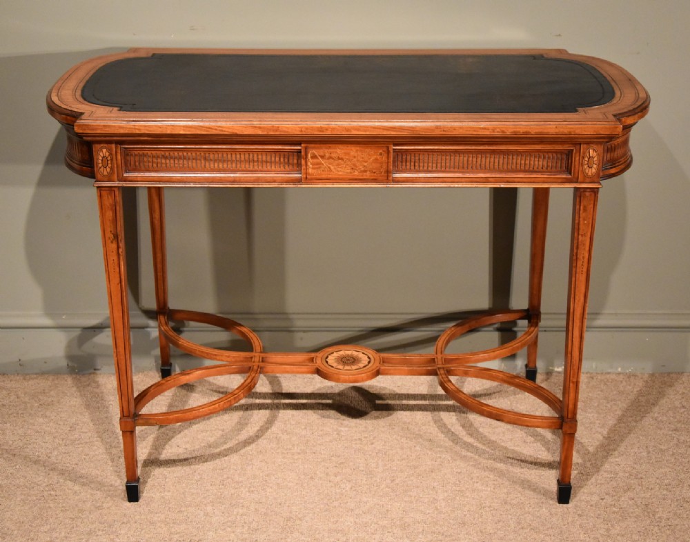  A Fine Late 19th Century Satinwood Inlaid Writing Table