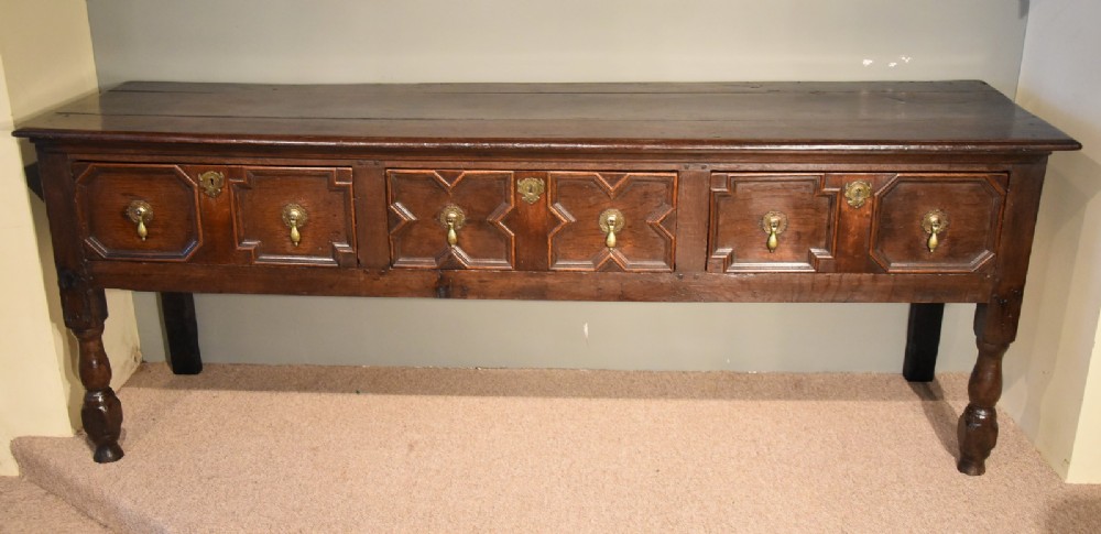  Early 18th Century Oak Geometric Fronted Dresser Base 