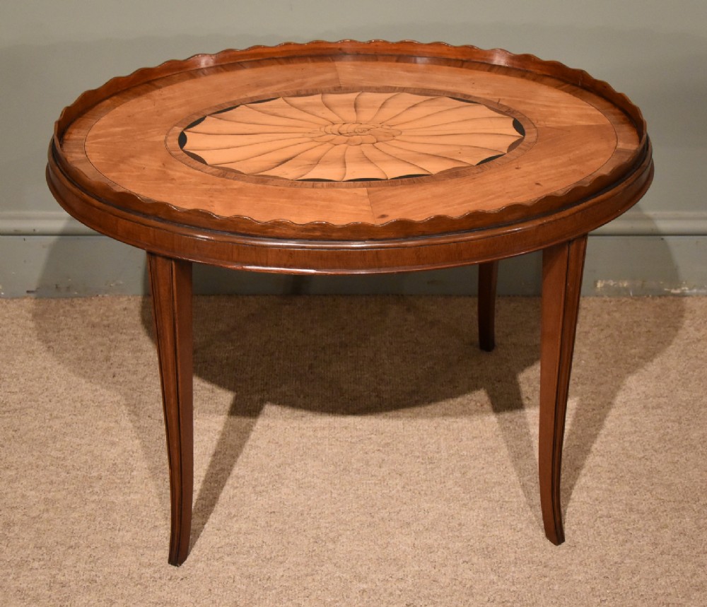 A Fine George III Satinwood and Kingswood Oval Tray on Stand 