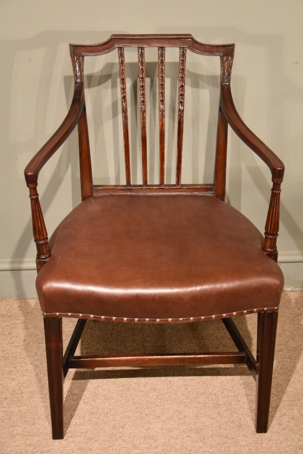A Good George III Mahogany Sheraton Period Armchair