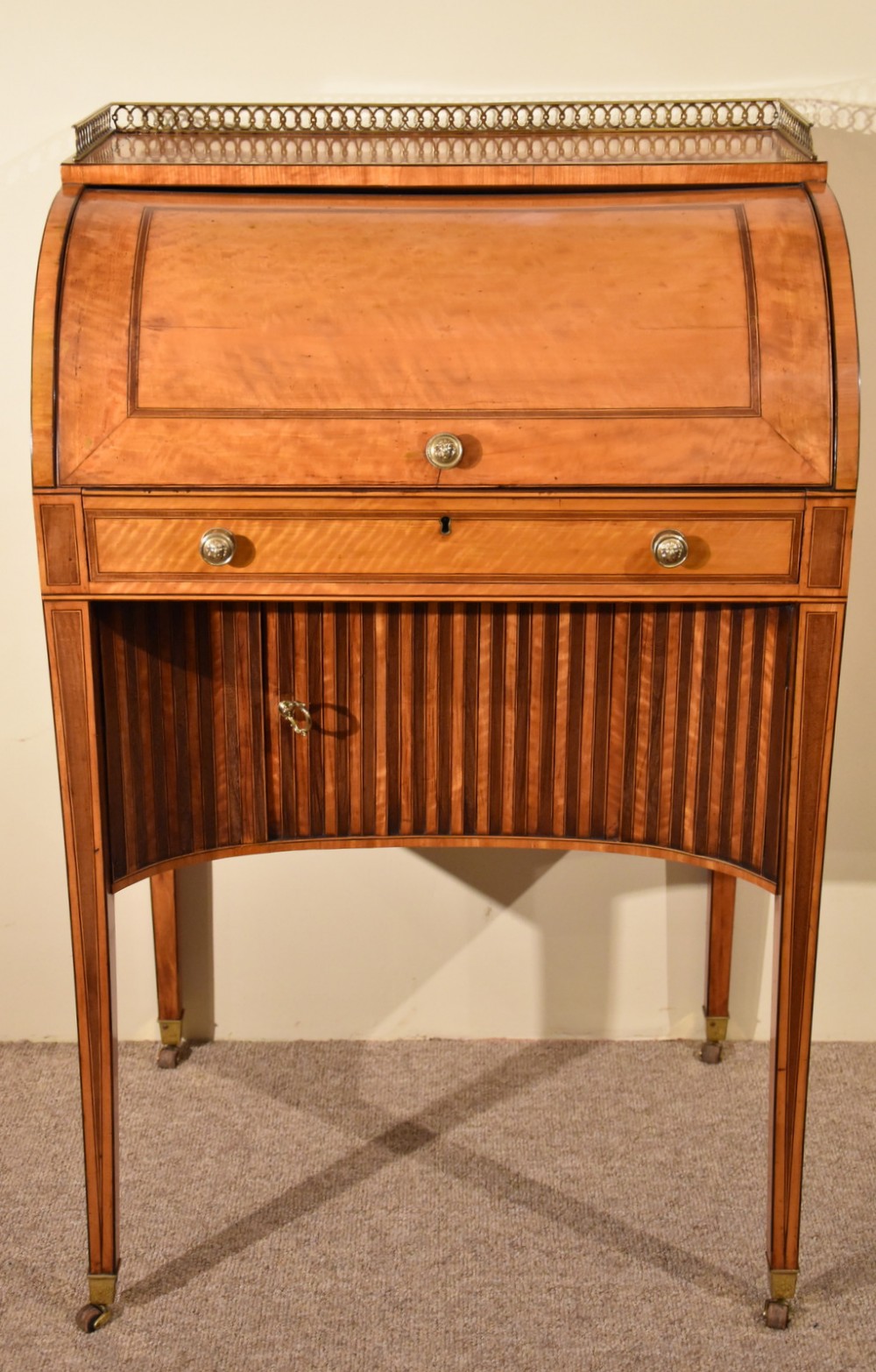 A Fine quality Late 18th Century Satinwood Roll Top Writing Desk