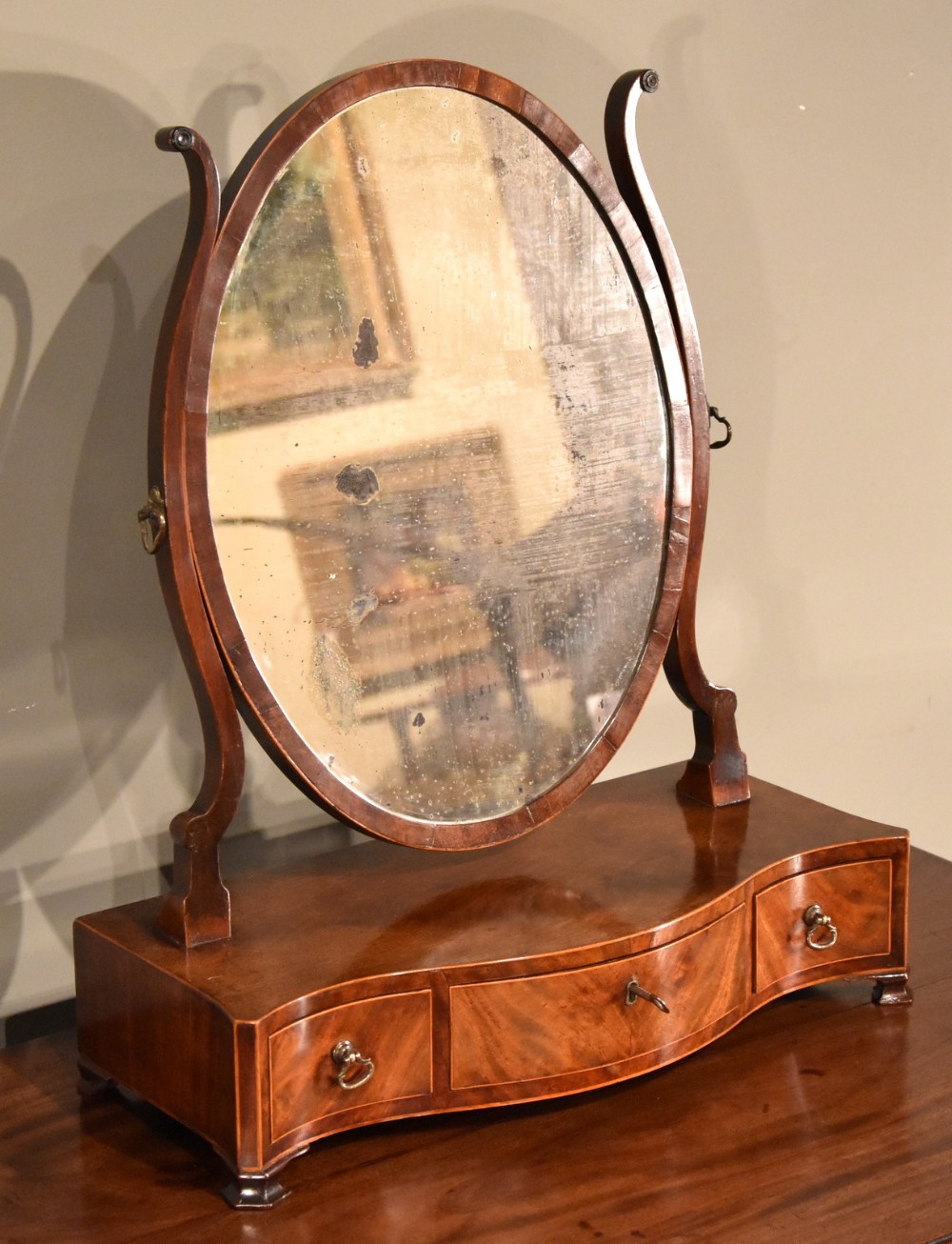 A Hepplewhite Design 18th Century Mahogany Oval Dressing Mirror 