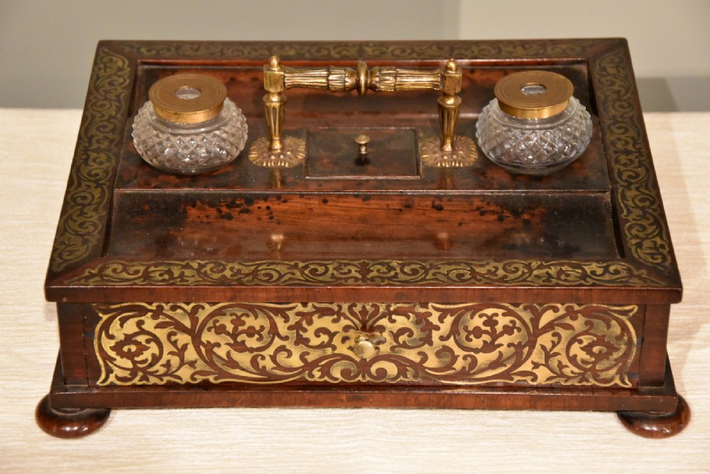 Regency Rosewood and Brass Desk Set 