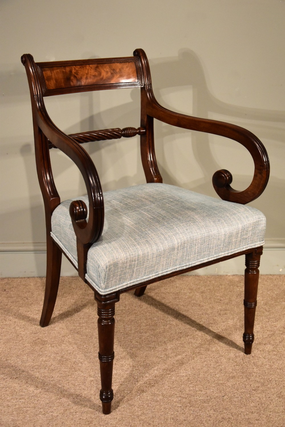 Regency Mahogany Rope Back Library Armchair