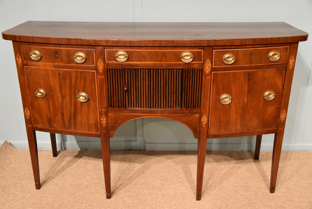 George III Mahogany Inlaid Bow Fronted Sideboard