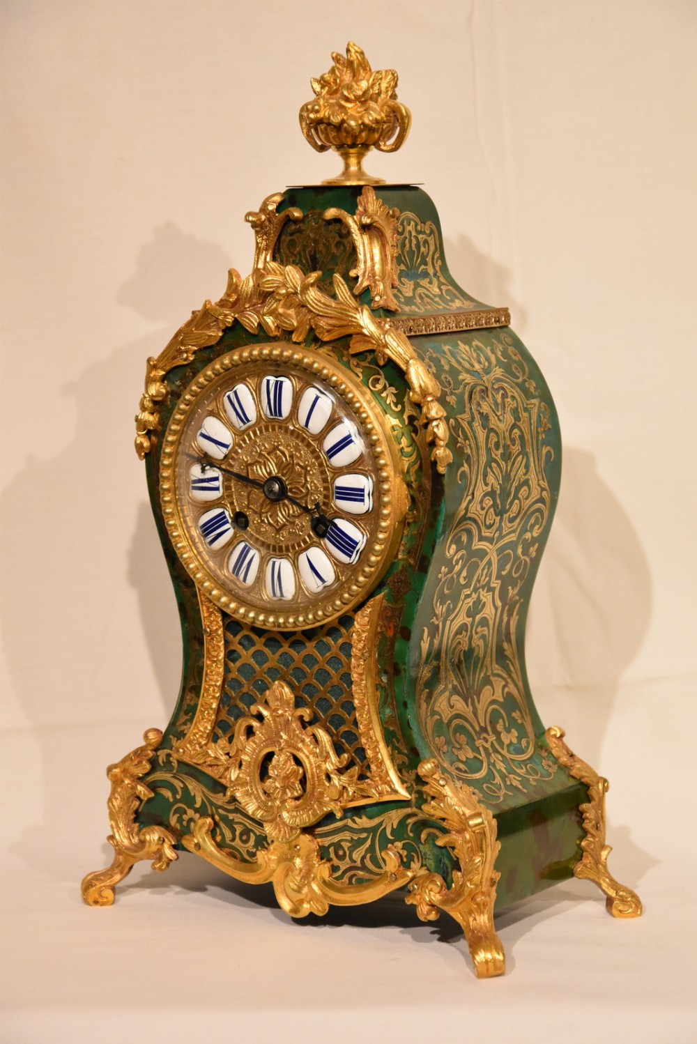 A French Green Boulle Mantel Clock
