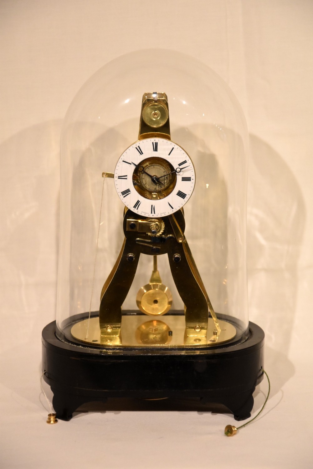 A French Skeleton Timepiece Clock with Alarm