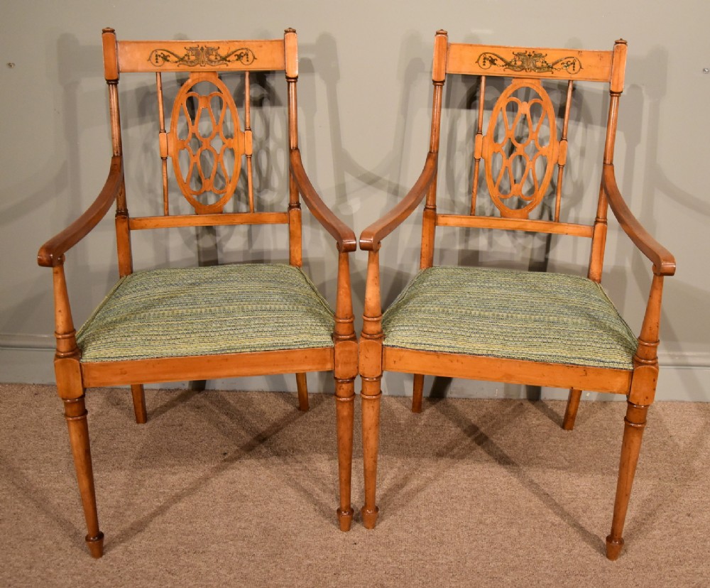 Pair of Satinwood Painted Armchairs 