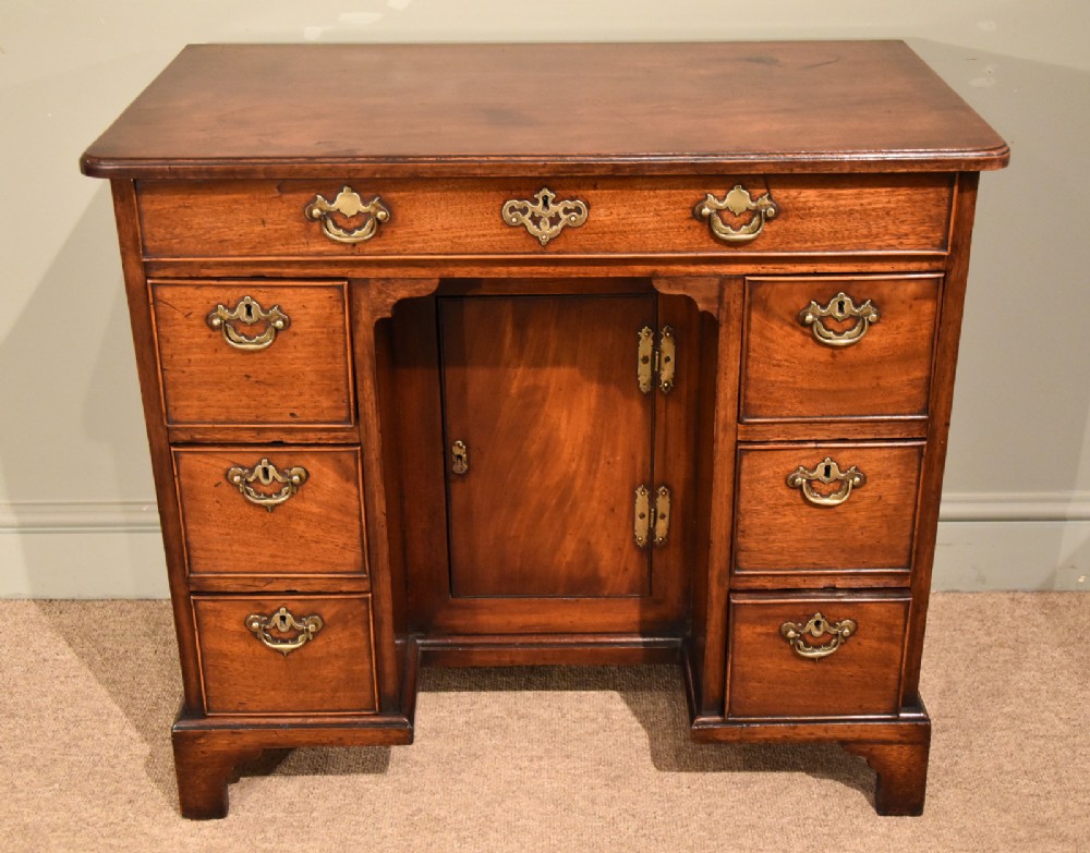 A Good George II Solid Walnut Kneehole Desk