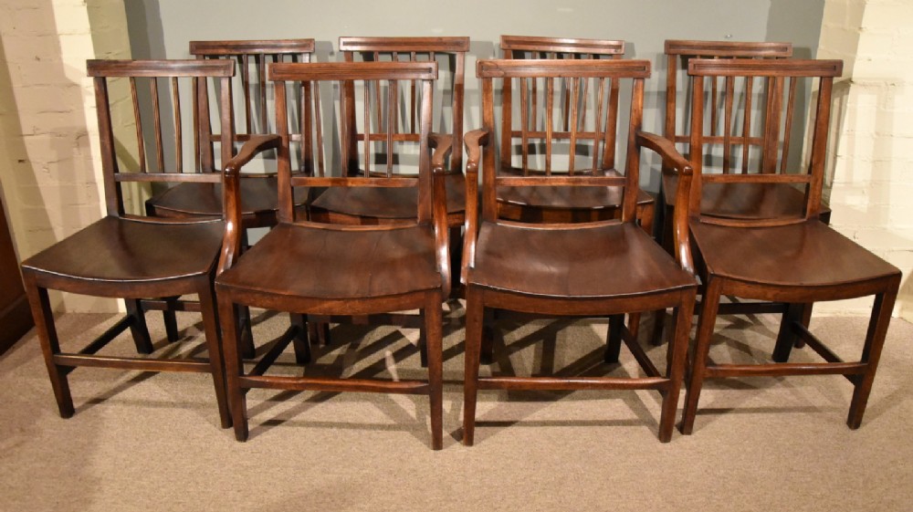 An Elegant Set of Eight Country Mahogany Dining Chairs 