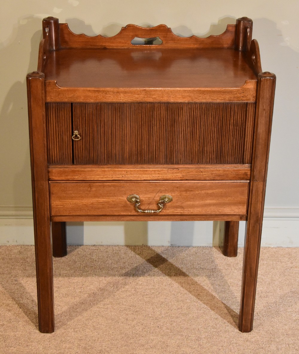 A Handsome George III Tambour Fronted Bedside Commode