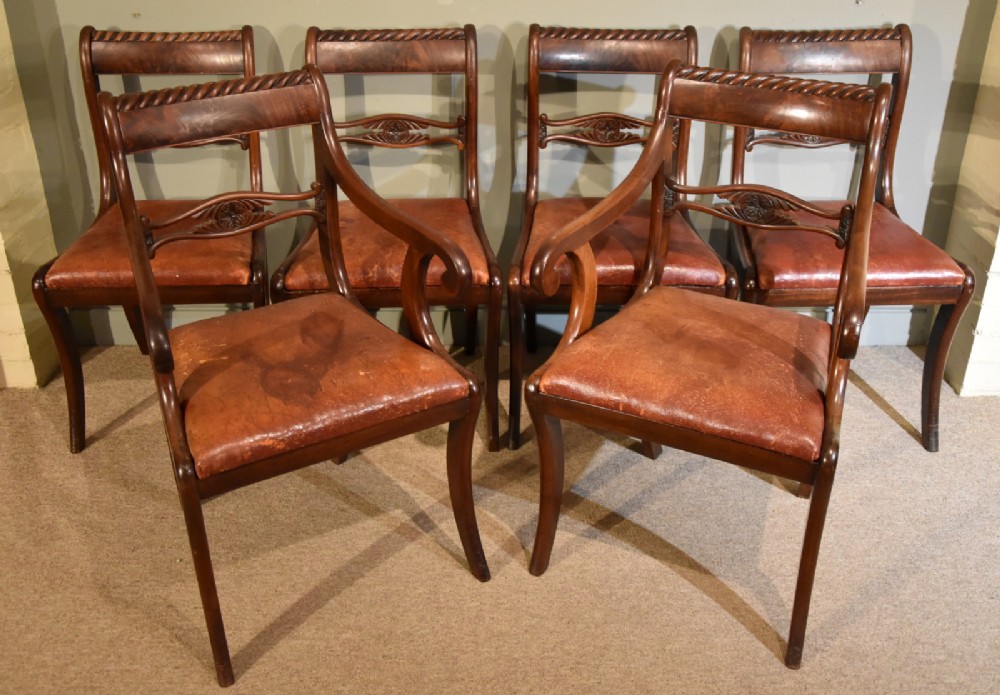 A Good Set of Six Regency Carved Dining Chairs