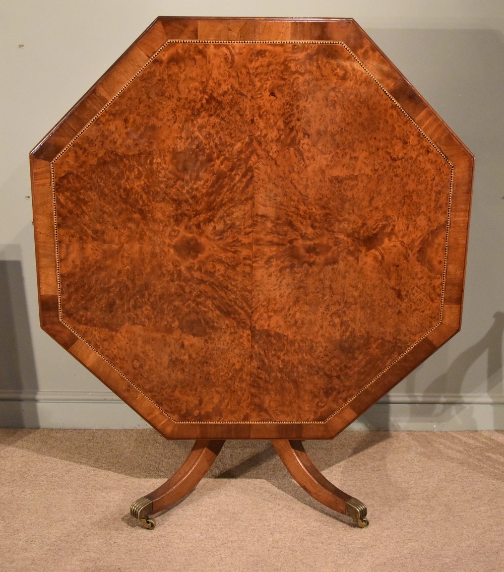Yew Wood Hexagonal Table Inlaid Stamped Gillows