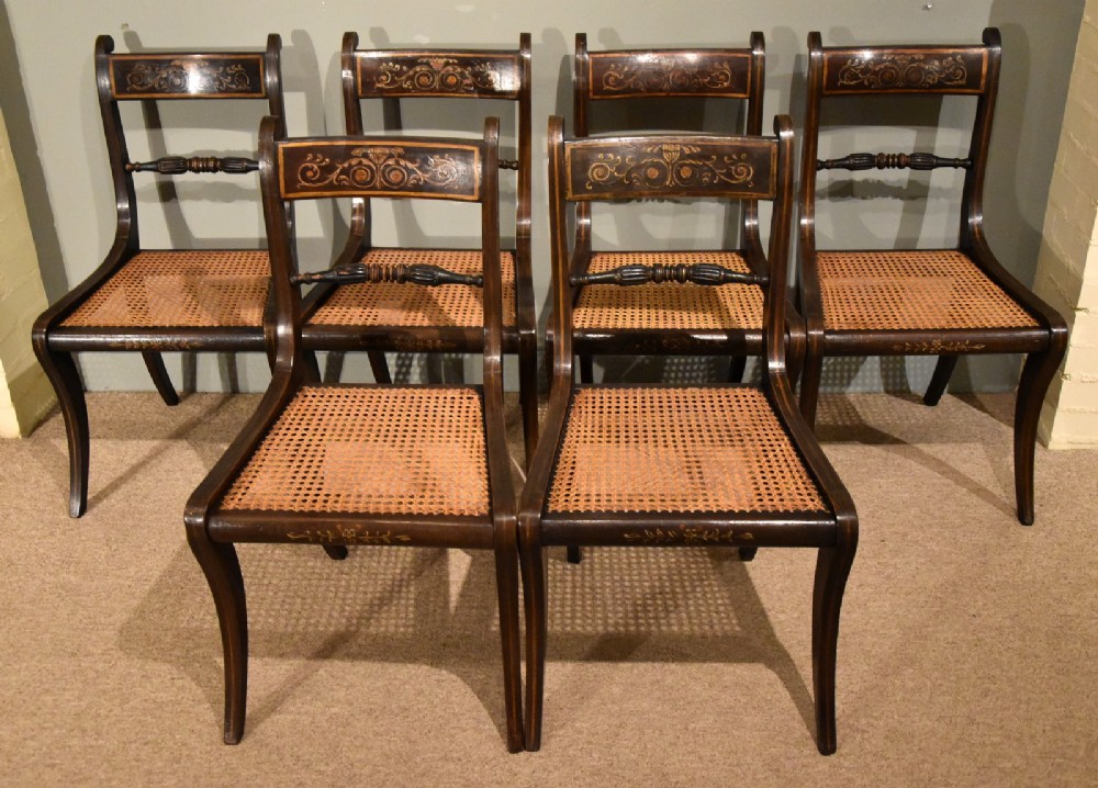 A Set of Six Pretty Painted Regency Dining Chairs