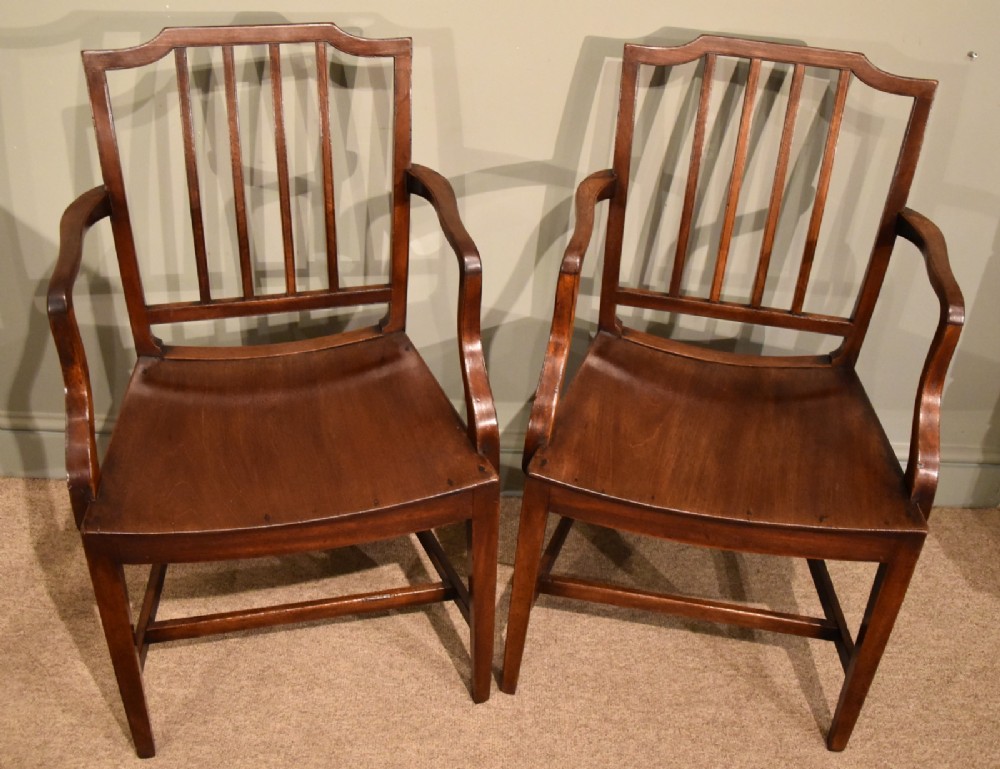 A Handsome Pair of Country Hepplewhite Mahogany Armchairs