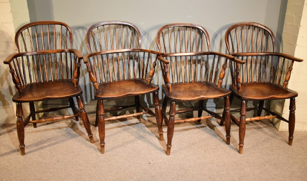 A Superb Set of Four Ash and Elm Windsor Chairs 
