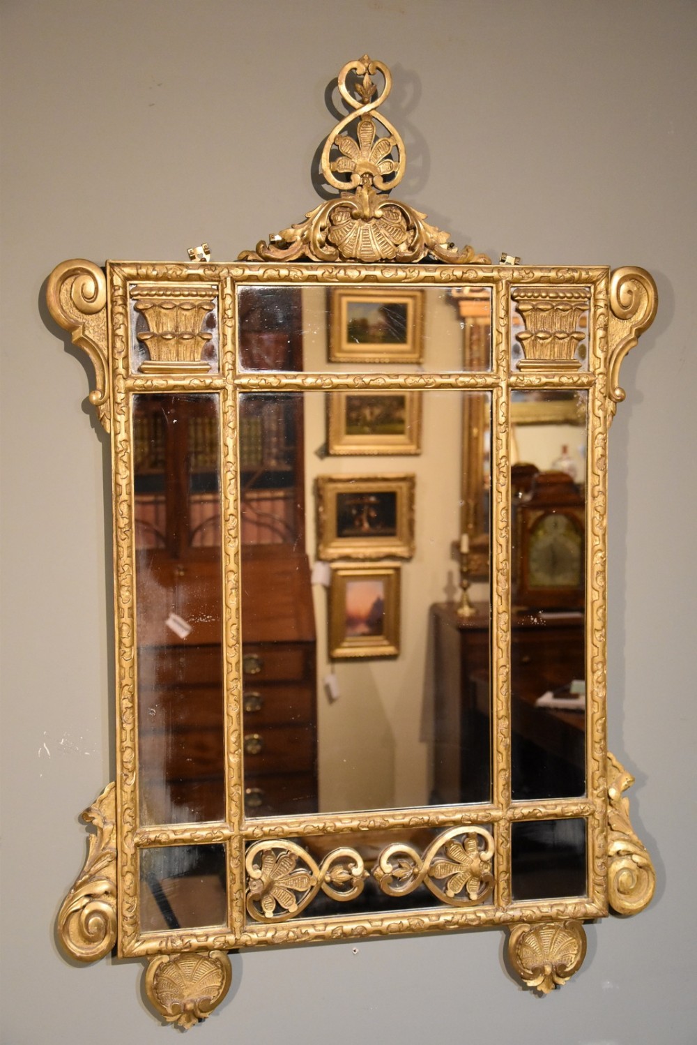 Late 19th Century Italian Sectional Giltwood Wall Mirror