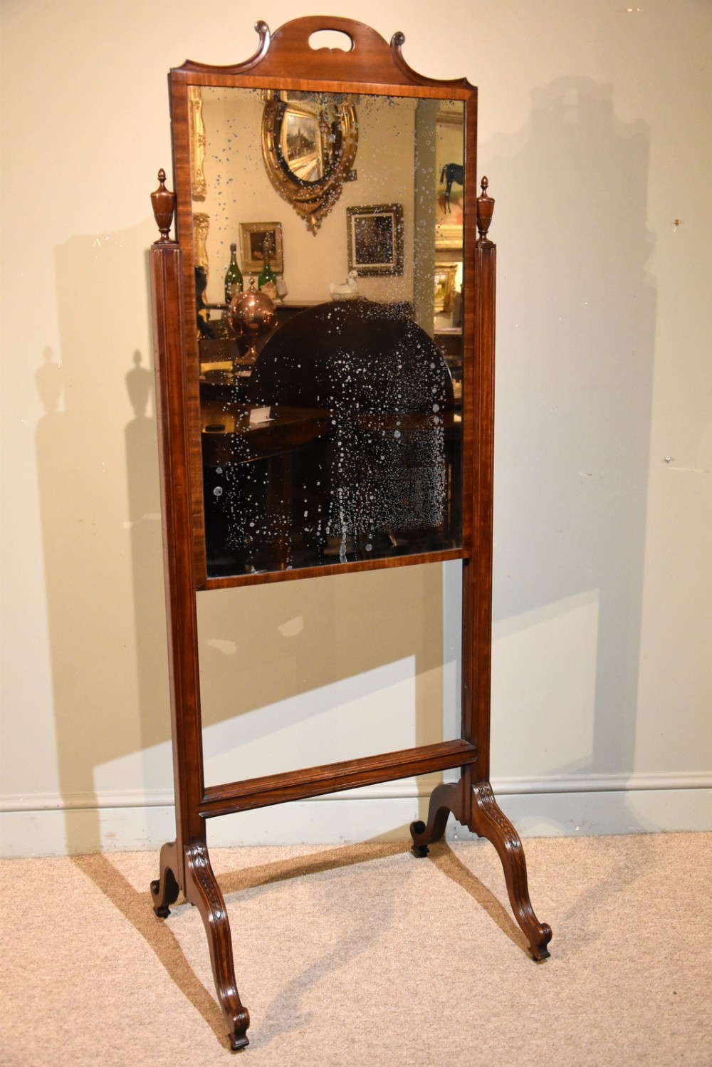 A Fine Quality Rising 18th Century Cheval Mirror 