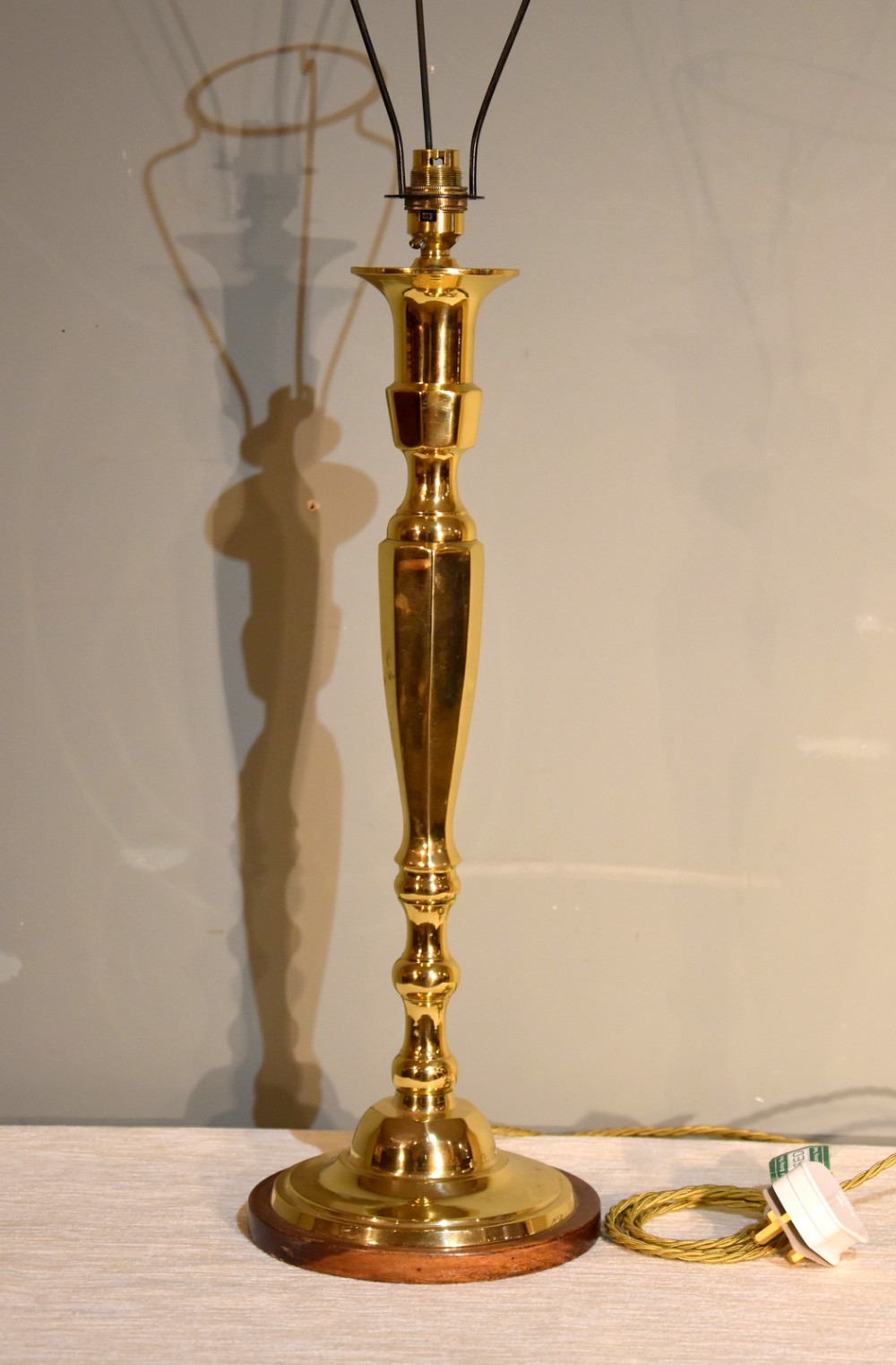 Large 19th Century Brass Candlestick Lamp