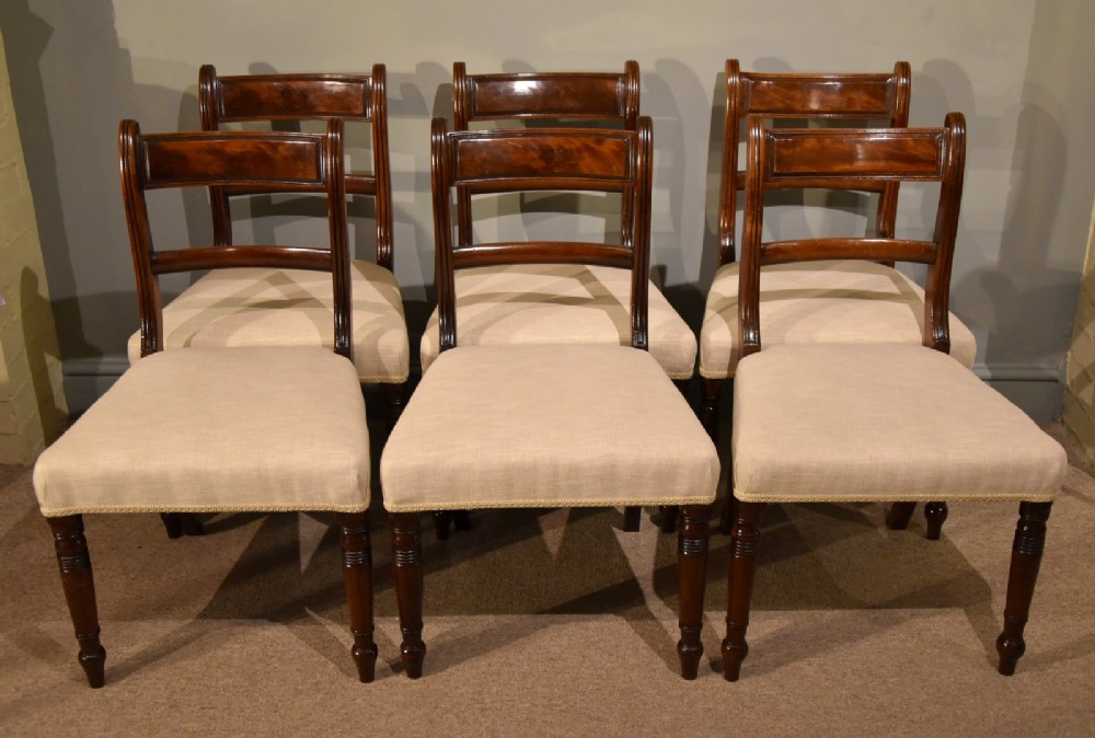 An Elegant Set of Six Regency Mahogany Dining Chairs