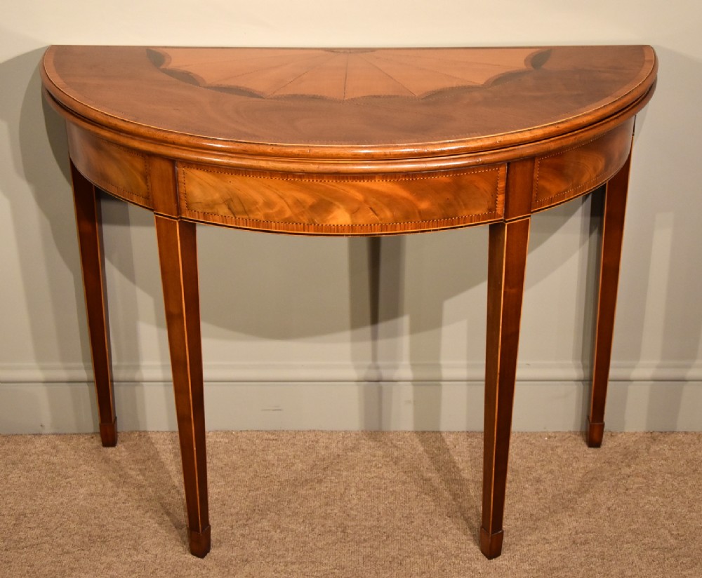 A Superb George III Inlaid Demi Lune Card Table