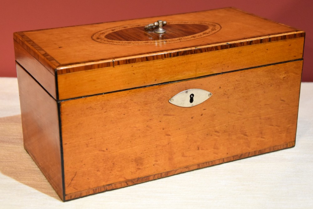 Tea Caddy George III Satinwood Inlaid 