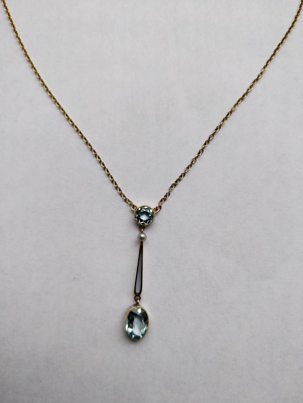 Aquamarine and 15ct Gold Necklace Pendant Victorian