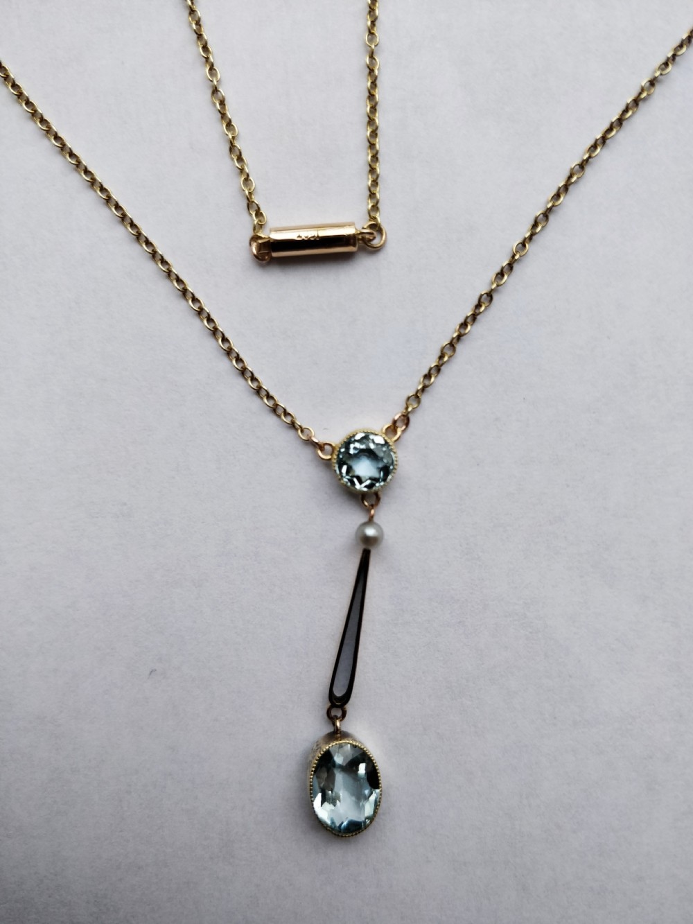 Aquamarine and 15ct Gold Necklace Pendant Victorian View IV