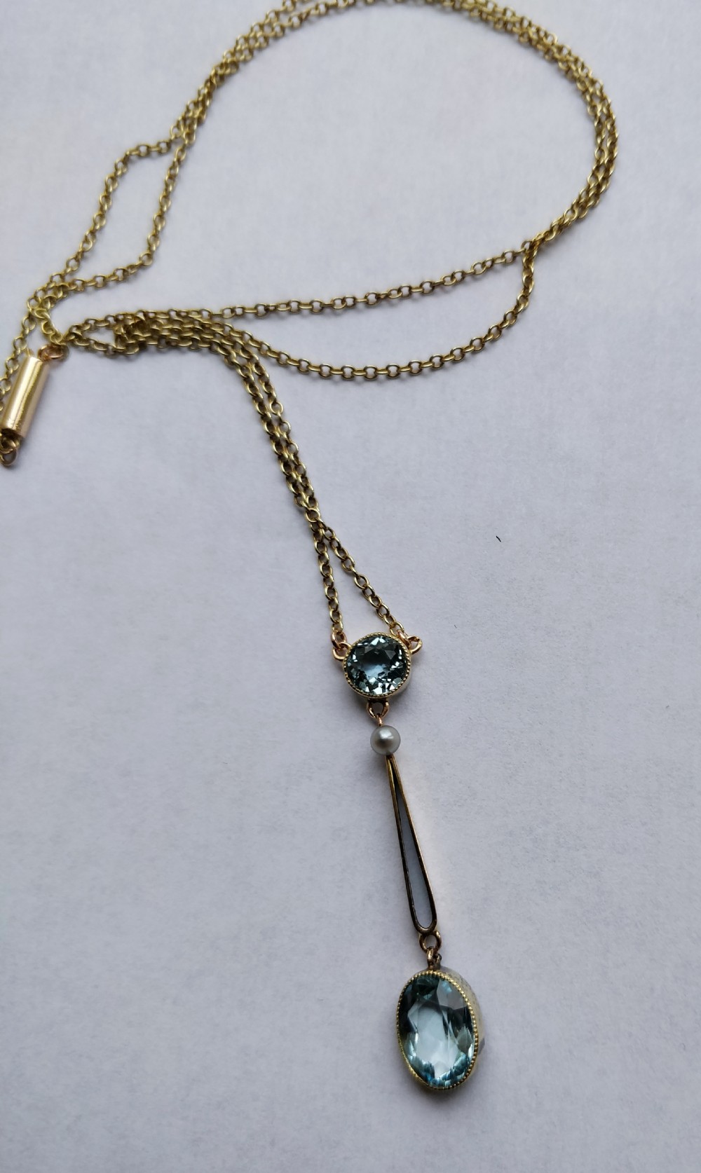 Aquamarine and 15ct Gold Necklace Pendant Victorian View V
