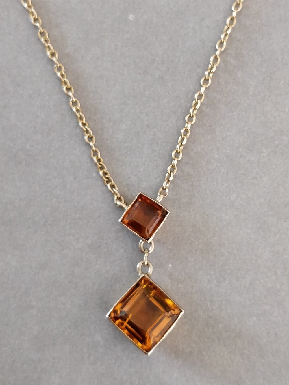 Art Deco 9ct Gold Necklace Pendant Citrine