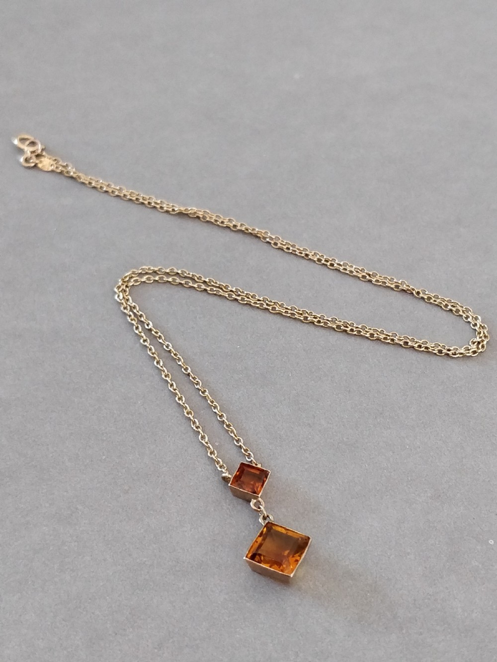 Art Deco 9ct Gold Necklace Pendant Citrine View II