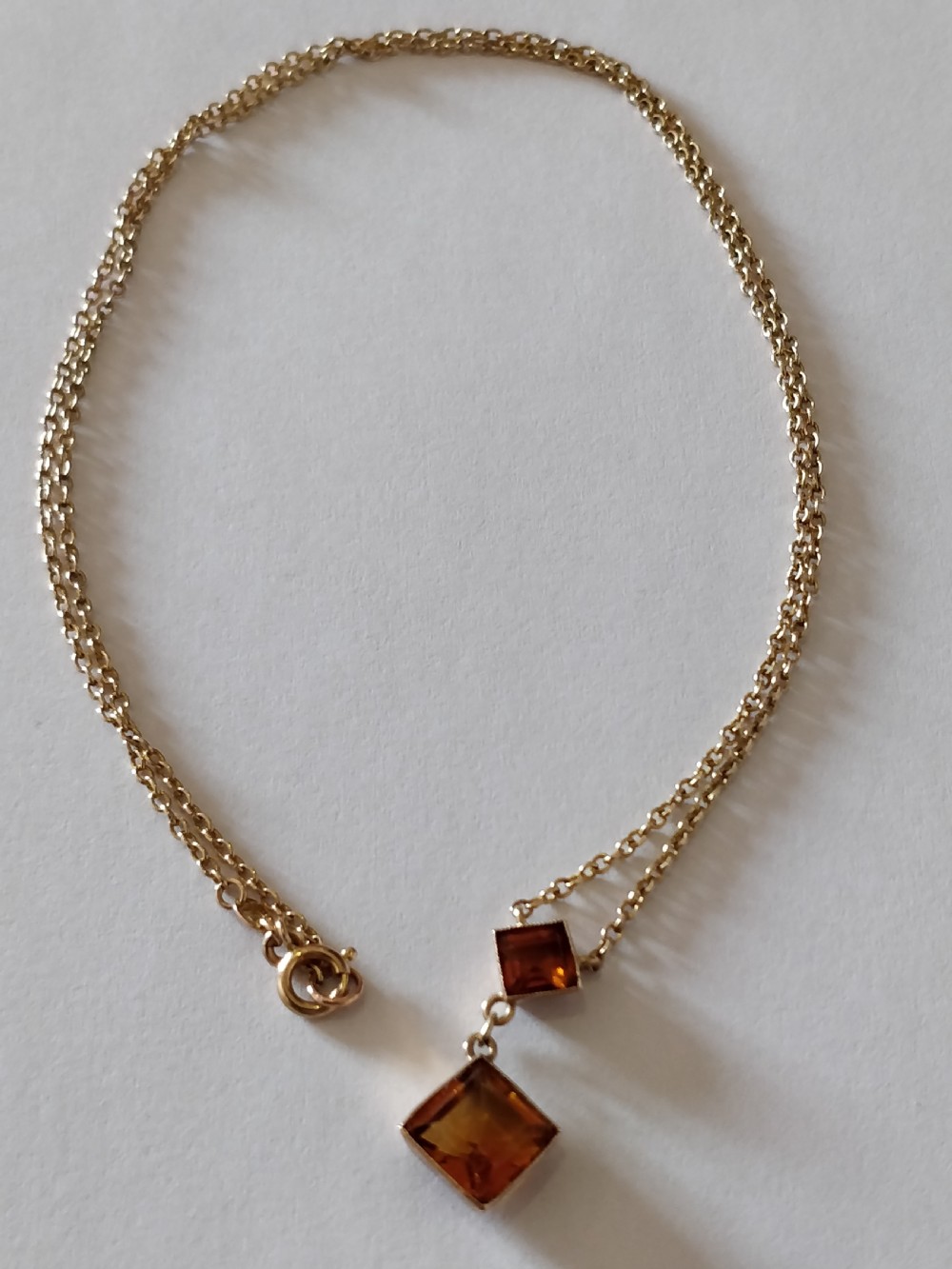 Art Deco 9ct Gold Necklace Pendant Citrine View VII