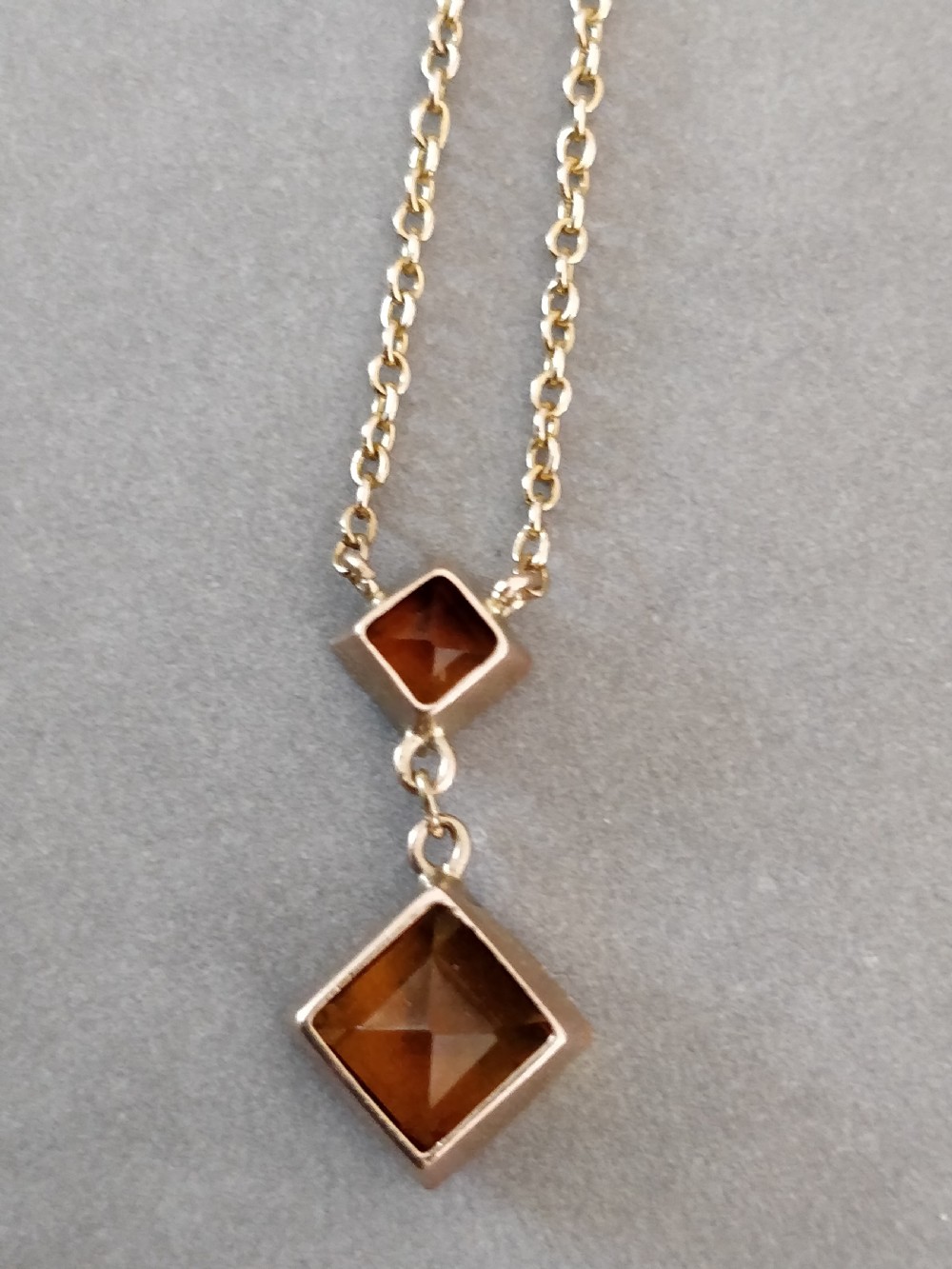 Art Deco 9ct Gold Necklace Pendant Citrine View IX